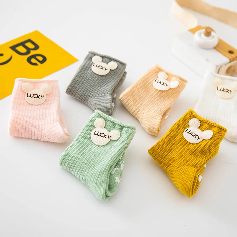 0-1-3 years old infant socks spring and autumn newborn baby cute cartoon doll toddlers non-slip floor socks