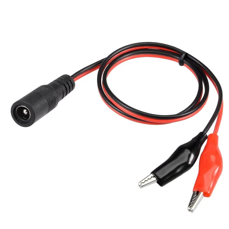 2.1x5.5mm 12V DC Female Jack to Alligator Clip Power Cable Connector