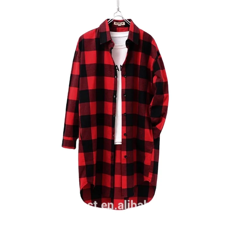 
2021 new 100% cotton flannel shirt women plaid shirts blouse 
