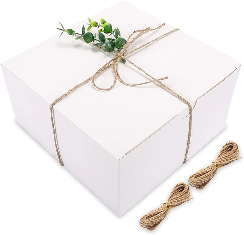 White Gift Boxes 12pcs 8x8x4 Inches, Paper Gift Box Packaging with Lids for Wedding Present, Bridesmaid Proposal