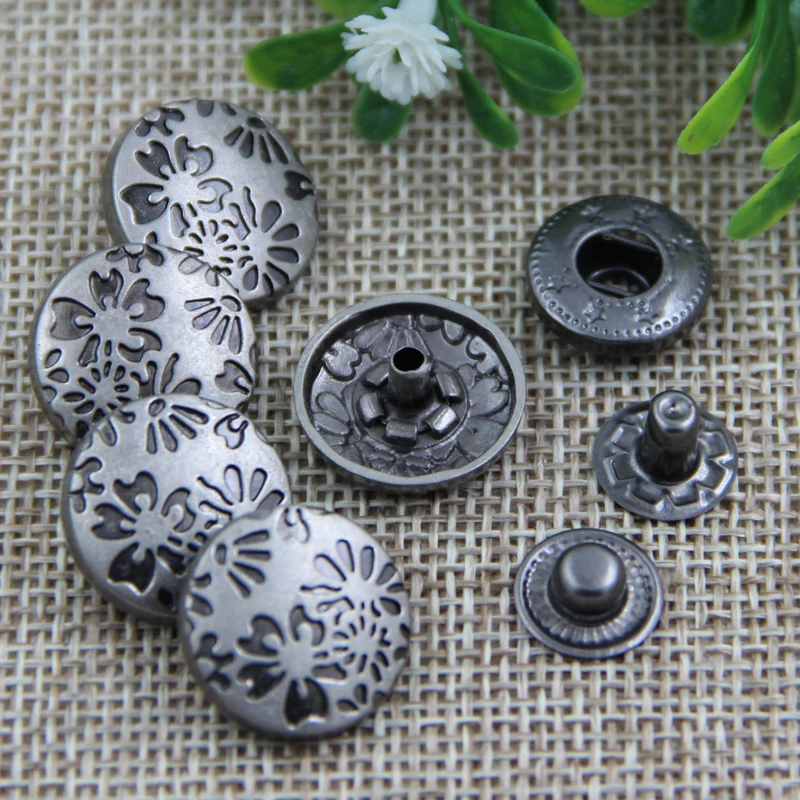 Wholesale fashion design flower pattern zinc alloy metal snap fastener for clothing