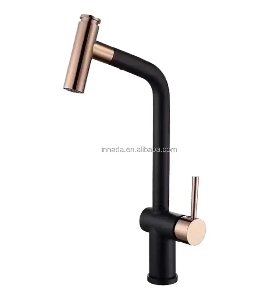 Waterfall Kitchen Sink Faucet with Pull Down Sprayer, 3 Modes(Sweep/Stream/Waterfall) Rotary Switch Stainless Steel Faucet