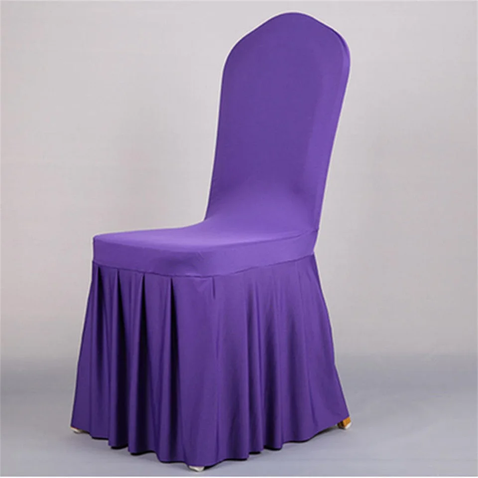 wholesale ruffled pleat skirt elastic party table cloth and silver chair leg back cover set stretch for wedding dining room