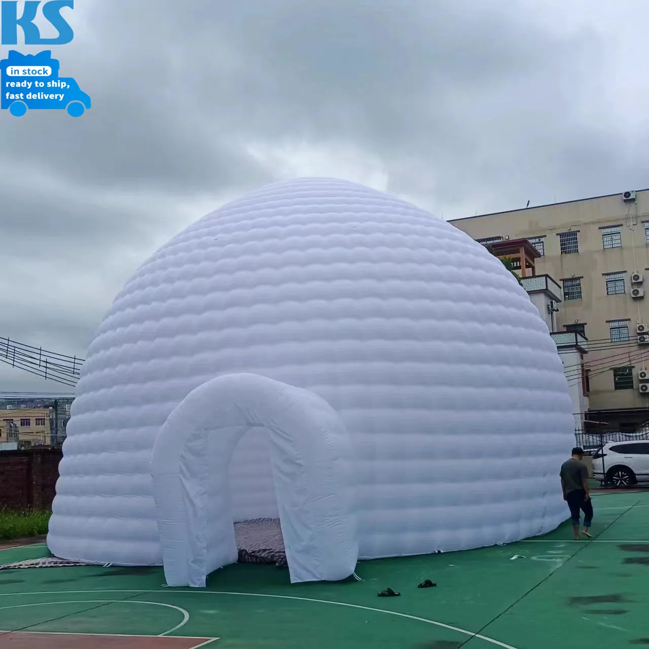 White Oxford Cloth Inflatable Big Tent Outdoor Event Wedding Party Show Exhibition Led Light Dome Tent House With Air Blower