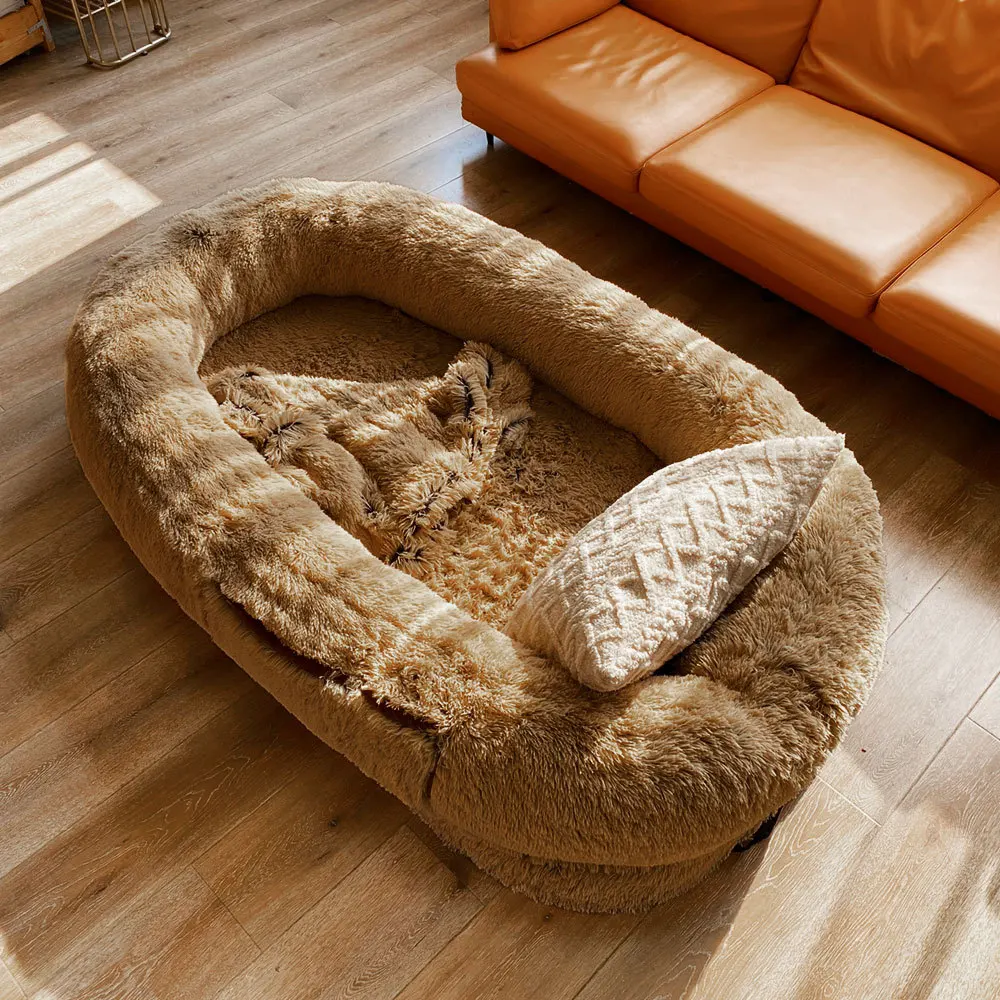 wholesale Fluffy Orthopedic Washable Adult Size Giant Large Human Dog Bed For Human People Large Dog Pet