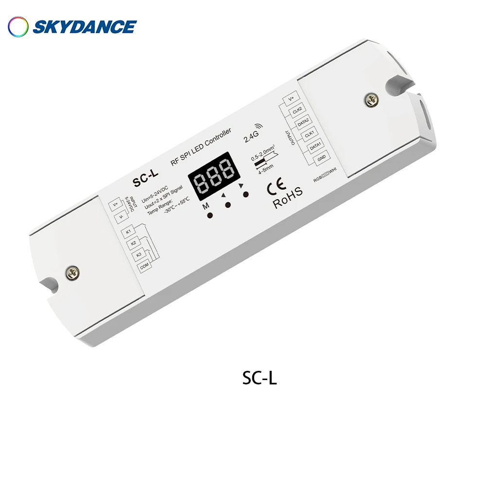 Skydance SC-L 5-24VDC RF SPI LED Controller for White light/RGB/RGBW pixel led strip Compatible with 47 kinds of Driving ICs