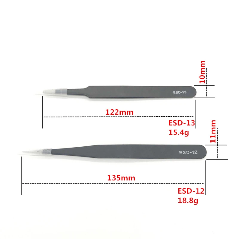 1piece Black  Cheap Anti-Static Stainless Steel Rhinestones Picking Tool Tweezers ESD-10 ESD-11 ESD-12 ESD-13 ESD-14 ESD-15