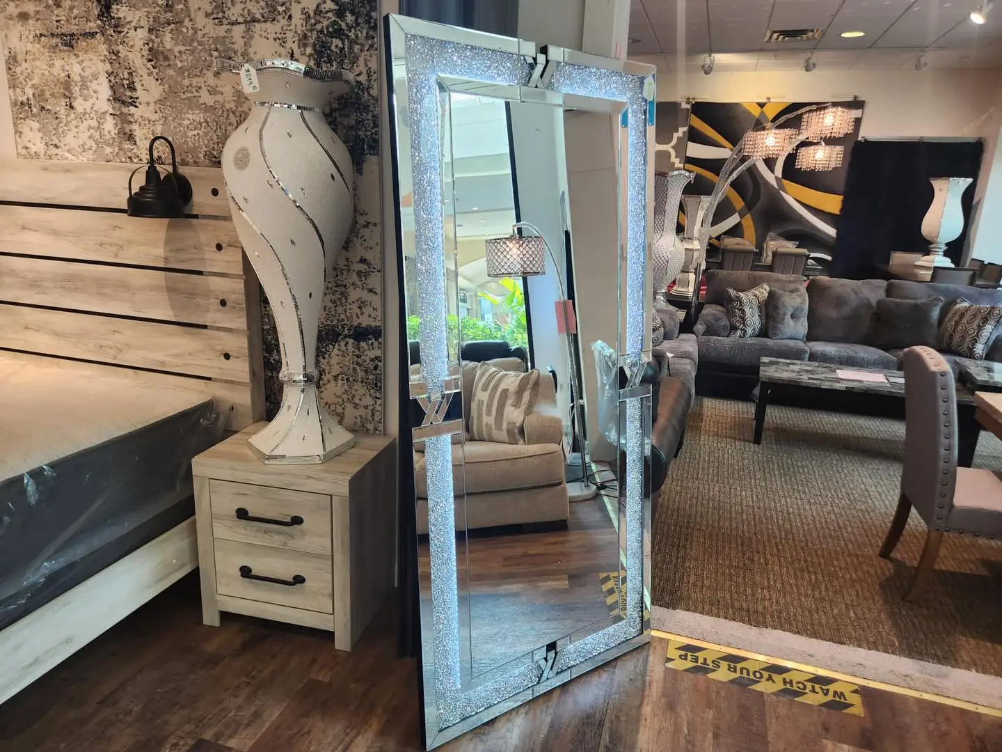 full length standing large size floor body Touch Sensor switch Bluetooth mirror with led lights