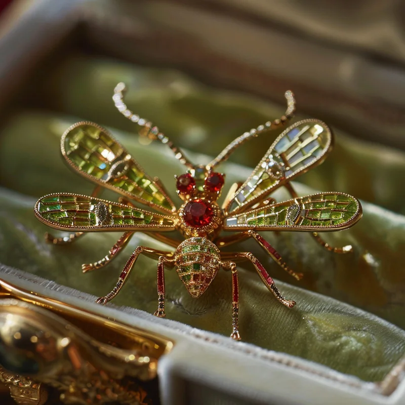XILIANGFEIZI Crystal Green Ant Brooch Super Fairy Dream Angel Wings Copper Zircon Luxury Heavy Industry Corsage