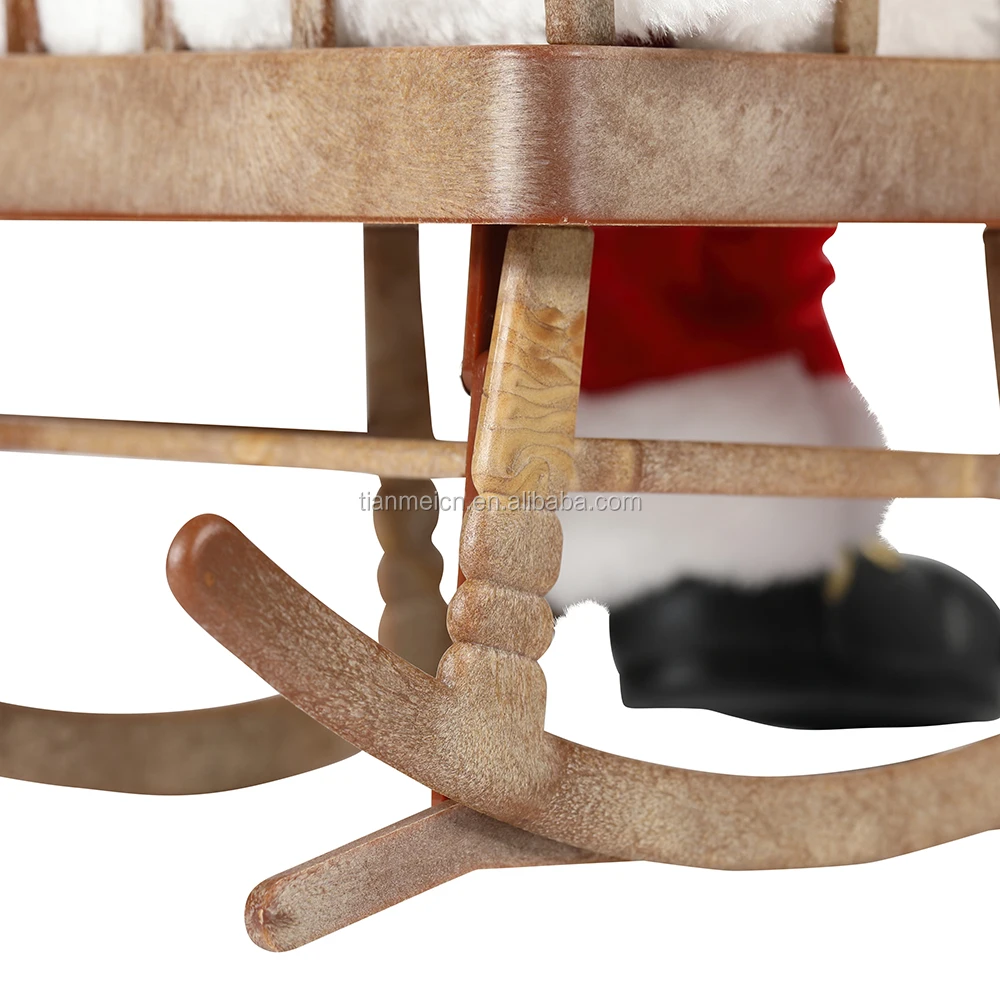 40cm Custom Christmas plush Animated Electric Santa Claus Rocking Chair Musical Ornament Decoration Figurine Xmas Collection