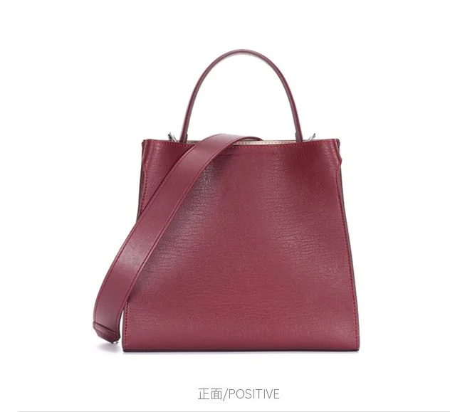 100% Genuine leather wide strap tote handbag shoulder bag for women