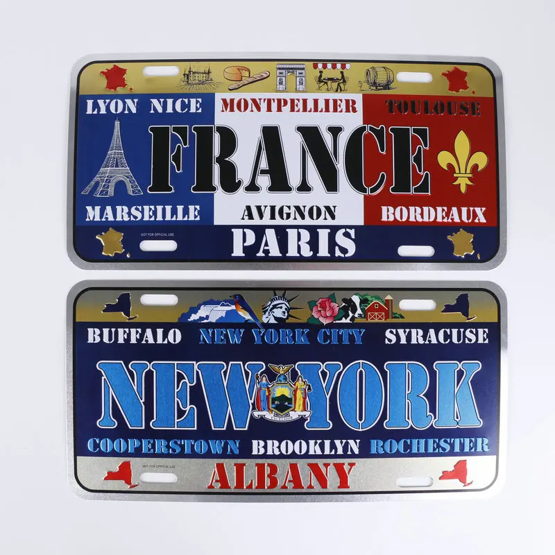 American aluminum  license plate metal vintage industrial style For bar hotel home decoration creative individual character wall