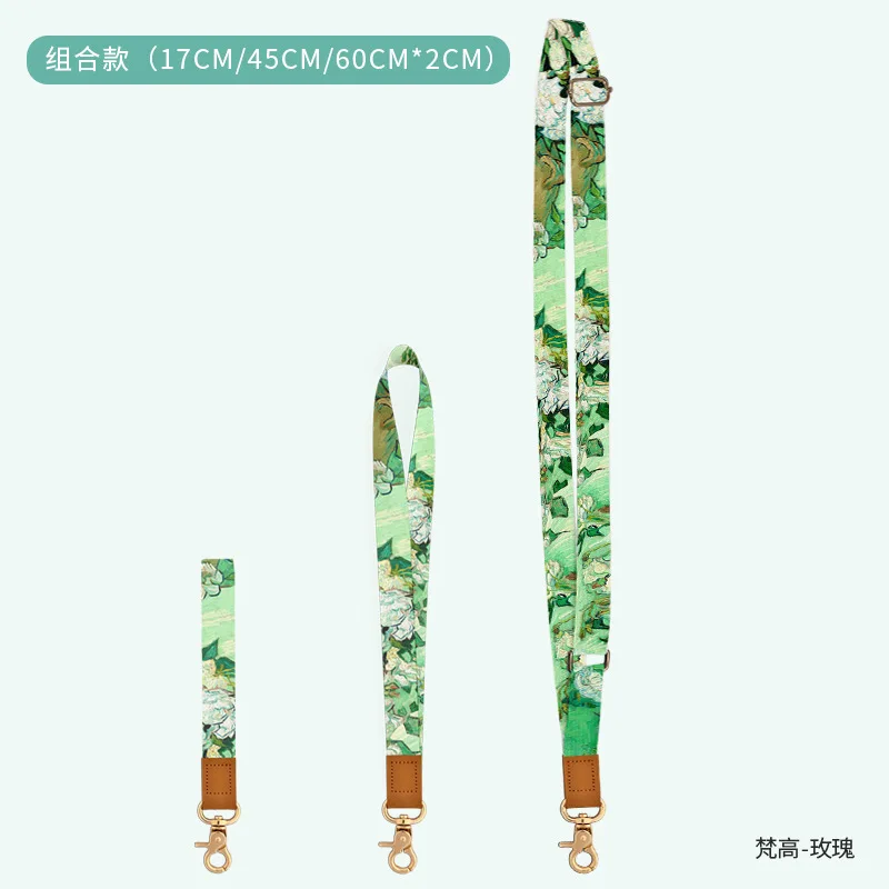 Customized 3-piece set print phone lanyard secure phone strap multi color necklace mobile phone chain famous painting lanyard