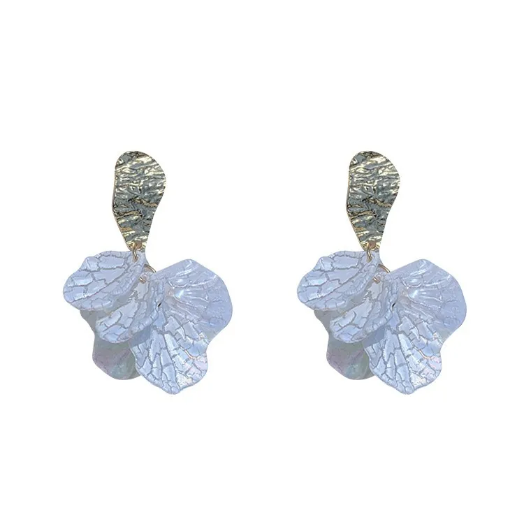 Korean New Statement Trendy Petal Jewelry Dangle Drop Shell Flower Earrings