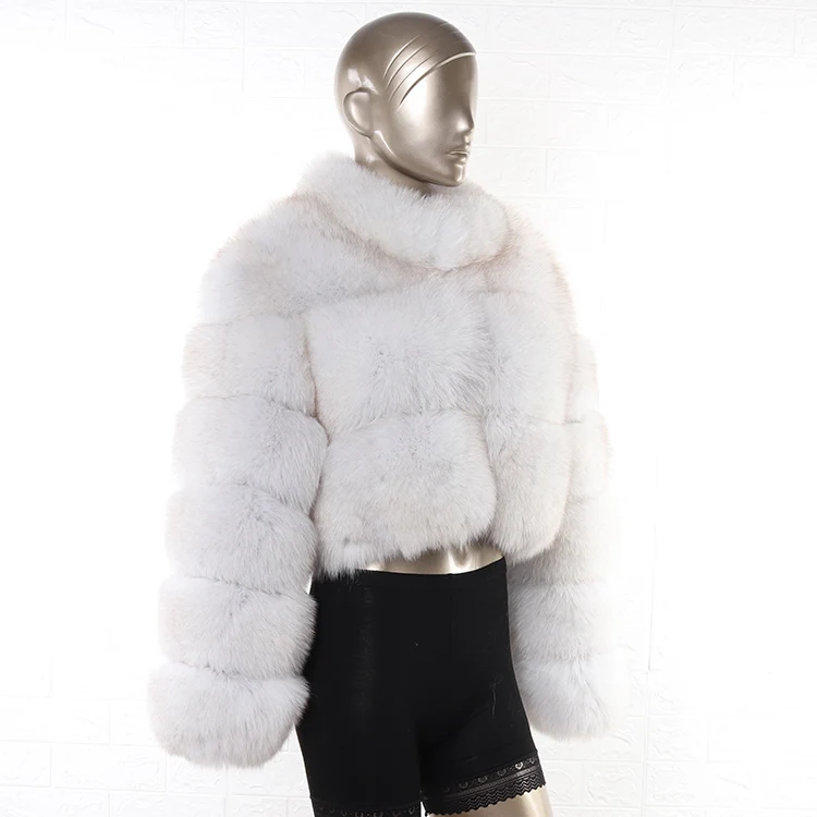 wholesale fashion winter fur jacket stand collar pink real fox fur coat for women