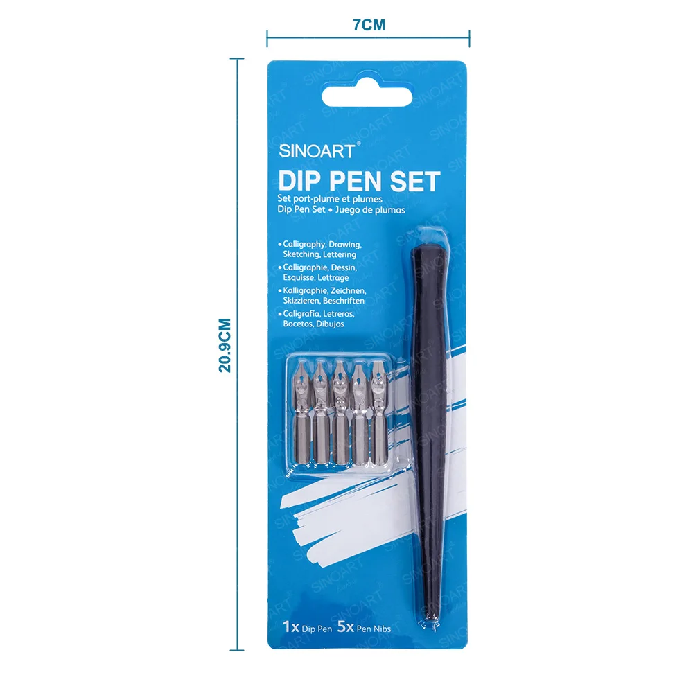 SINOART Oblique Calligraphy Pen Set With 5 Replaceable Nibs Comic Dip Pen Set Stainless Steel Calligraphy Pen Nibs