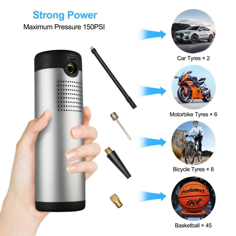 Newest Mini Portable High Speed Fast Inflation Wireless Digital 150PSI Automatic Truck Tire Inflator Parts for Car Tire Pumping
