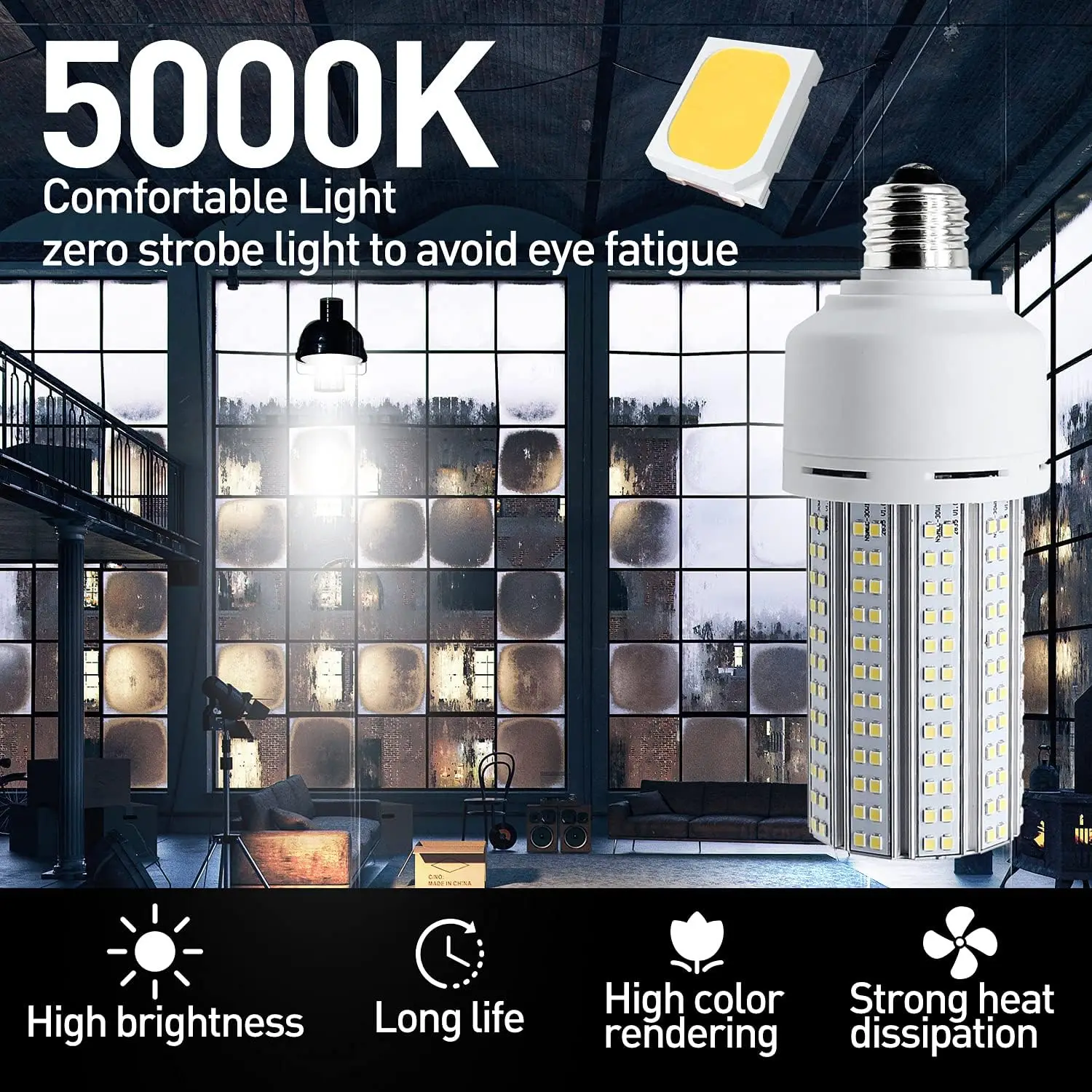 Wholesale Led Street Light Bulbs E39 E40 Ip67 Dlc 2835 Smd 100W Led Corn Light For Warehouse