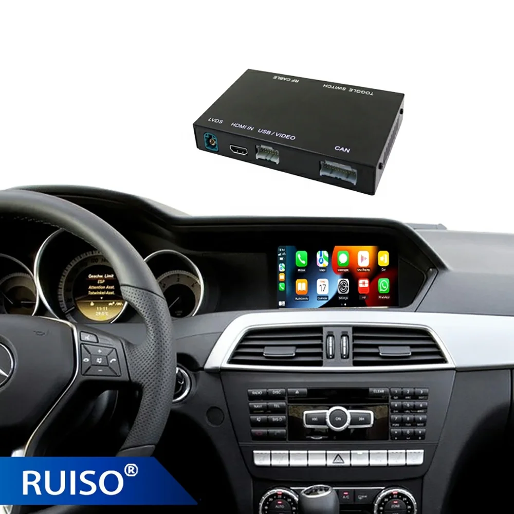 RUISO Wireless CarPlay Android Auto Decoding Box For Benz C Class W204 2011-2013 navigation  Box Module