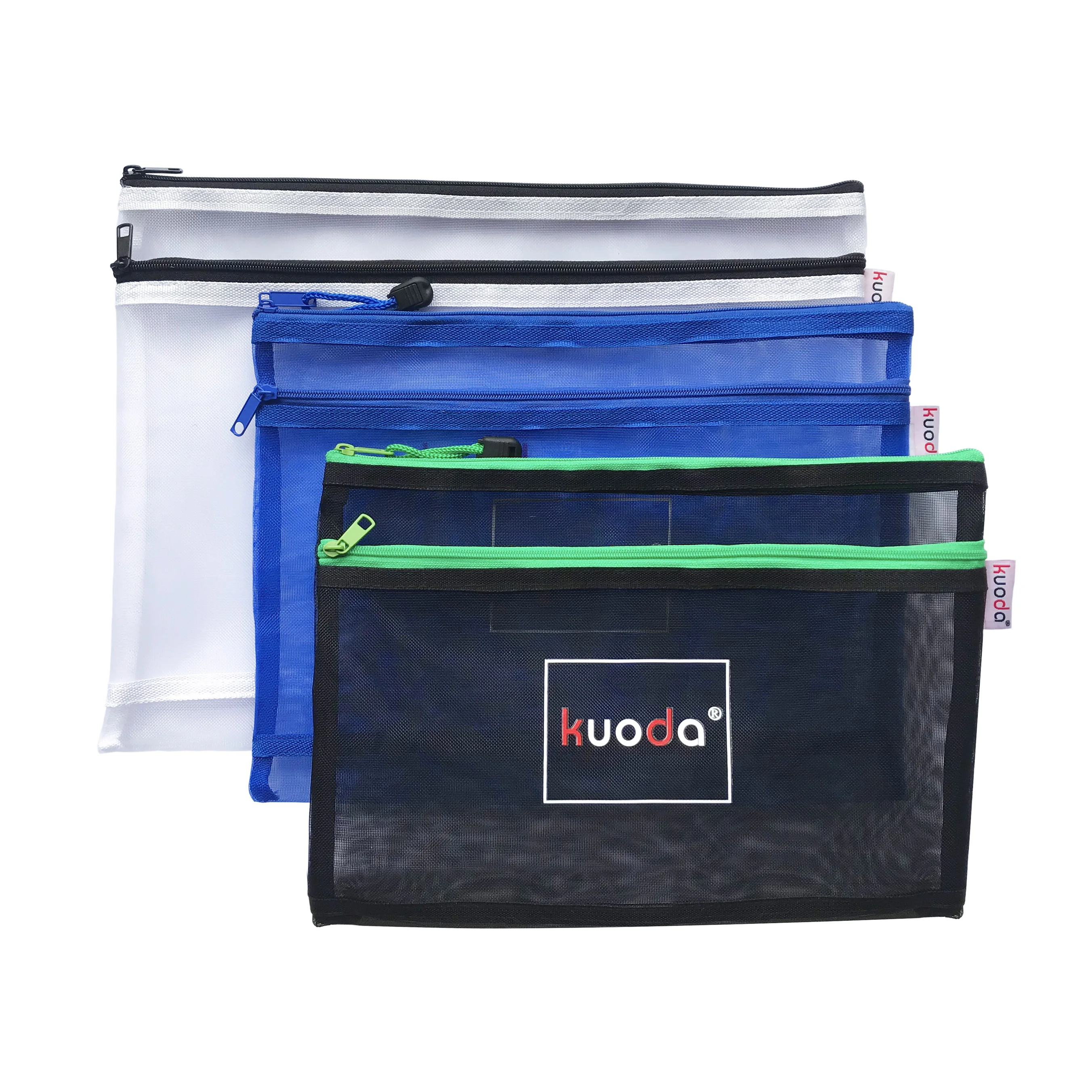 Wholesale Custom Logo Big Storage File Folders Office Supplies Nylon Colourful Double Zipper Printing Document Bag