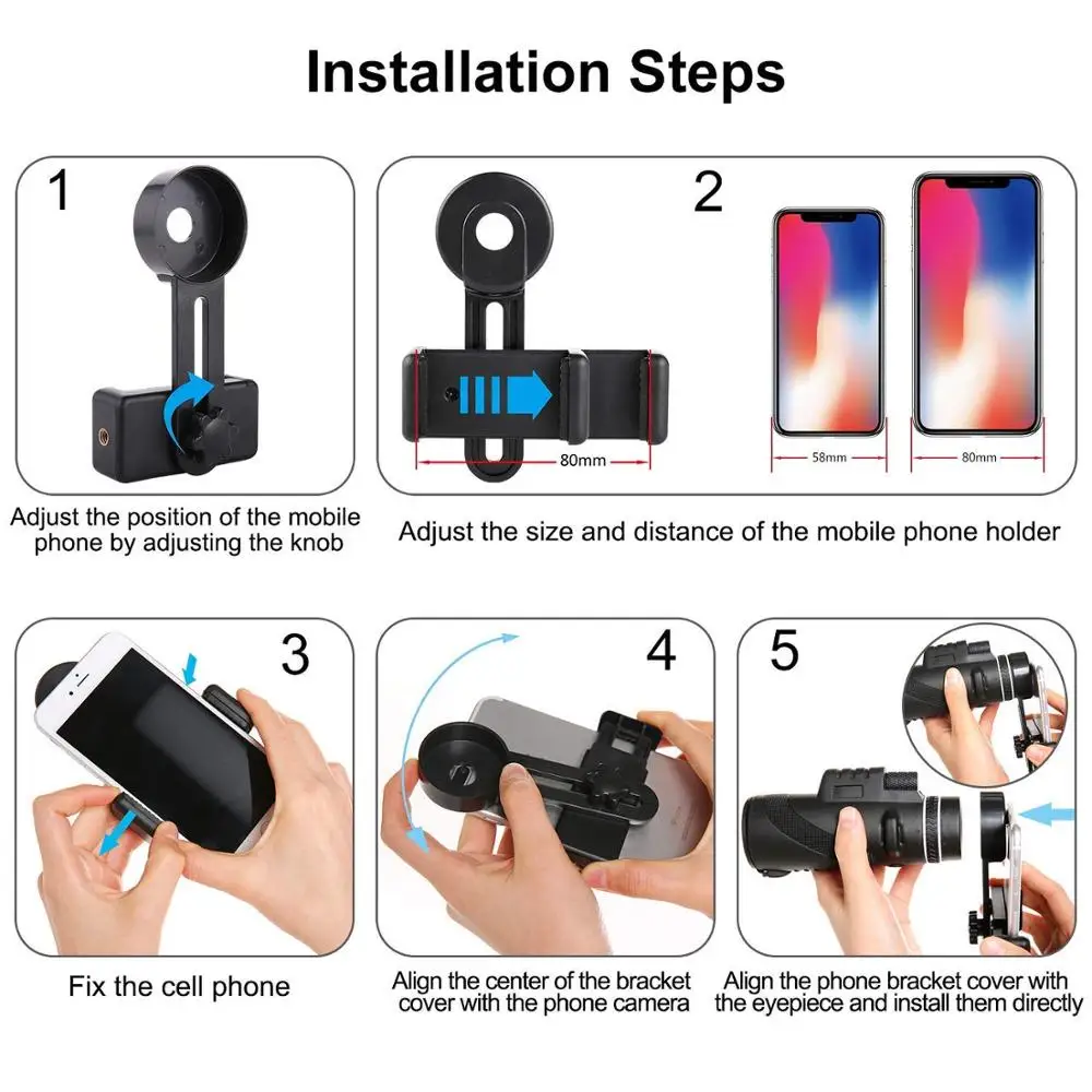 
40X60Monocular 12x50 Waterproof Non-Slip Design Hunting Powerful Monocular Telescopes for Phone 