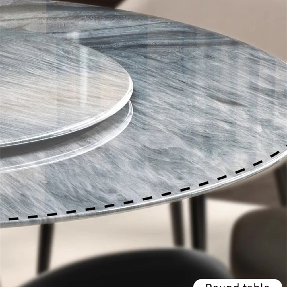 Luxury 1+6 Set White Marble Stone Solid Wood Dining Table with Modern 6-Leather Chairs for Home or Hotel Furniture