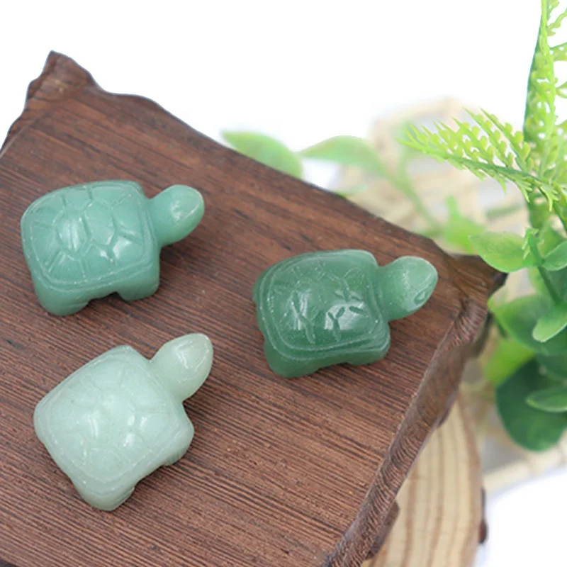 Natural Crystals Healing Stones Hand-Carved Small Crystal Animals Green Aventurine Turtle Carving Statue Figurine Stones Crafts