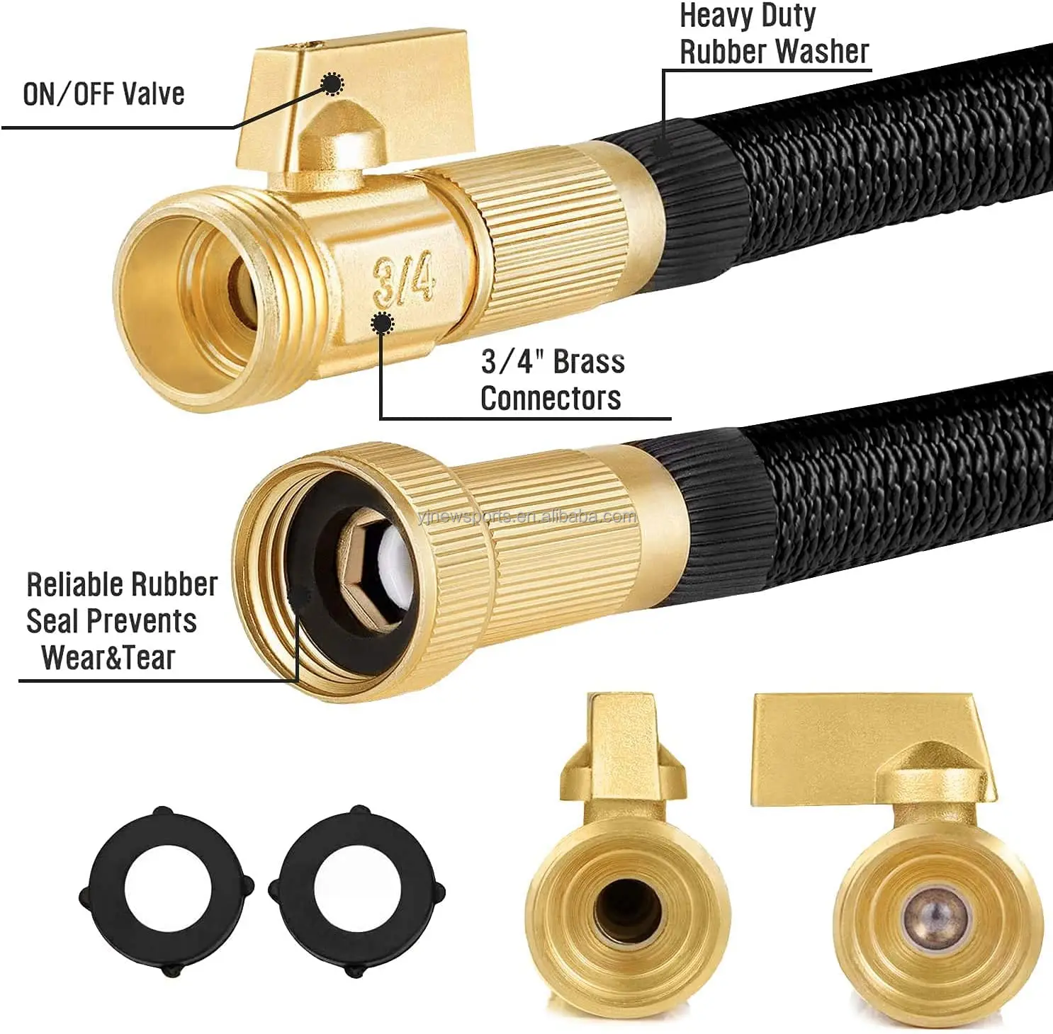 Customized 100FT Lightweight expandable Retractable Garden Hose with 3/4' brass fitting