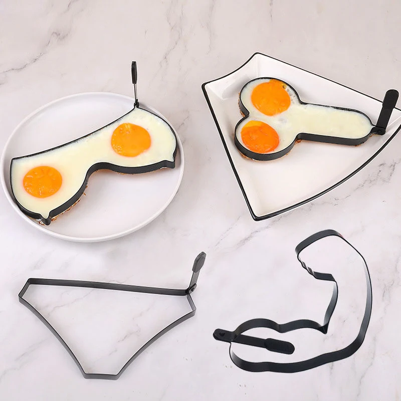 Hot Selling Stainless Steel Non-Stick Egg Ring Creative Breakfast egg mold with handles Kitchen Tool