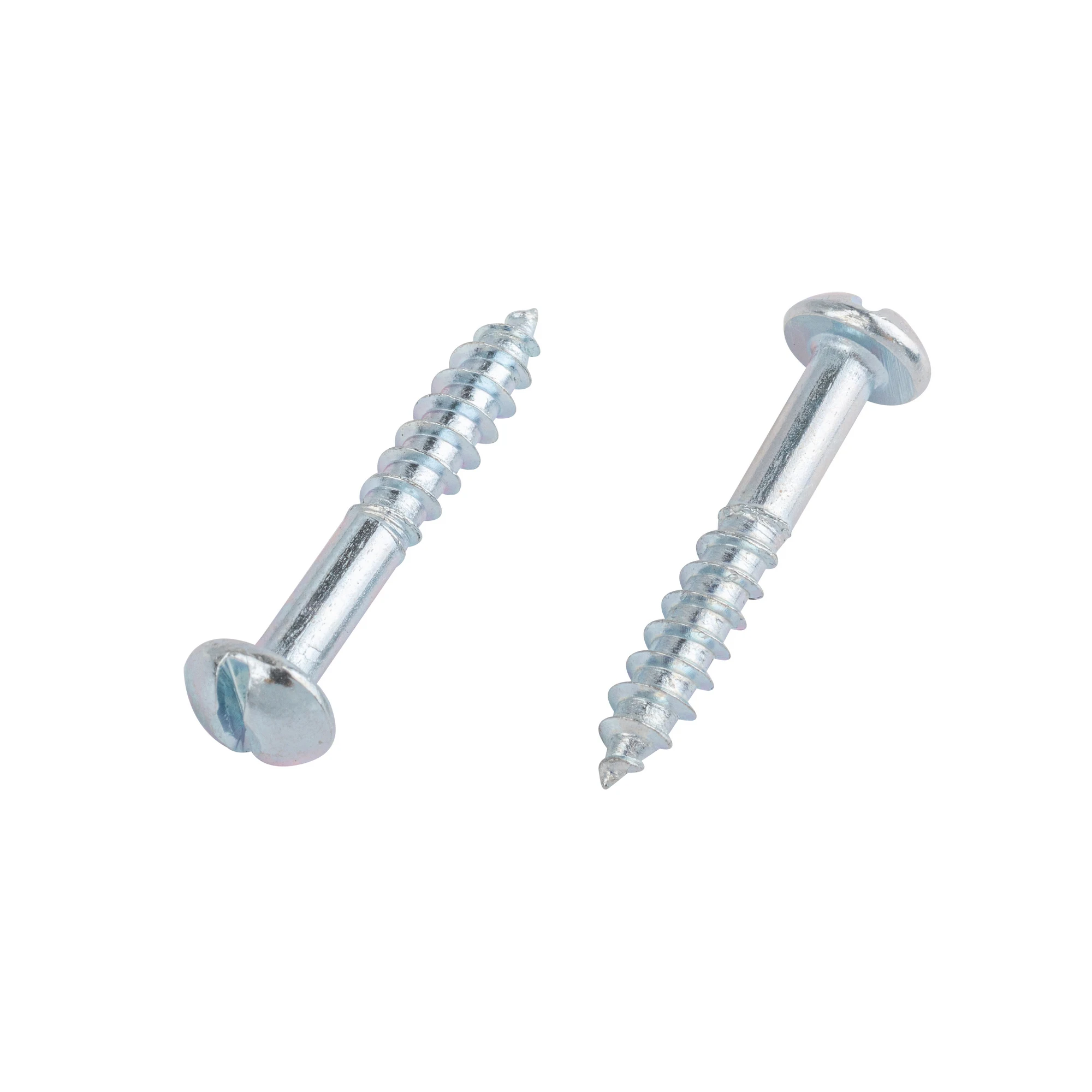 Round head slotted drive half thread zinc plated wood screws for wood structure using