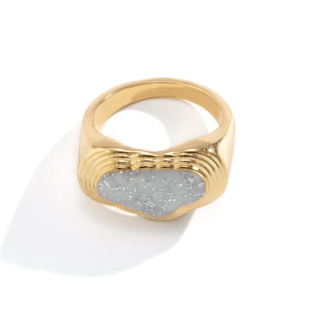 Fashion simple cloud dripping oil ring female Joker single alloy color geometric hand Ring  jewelry