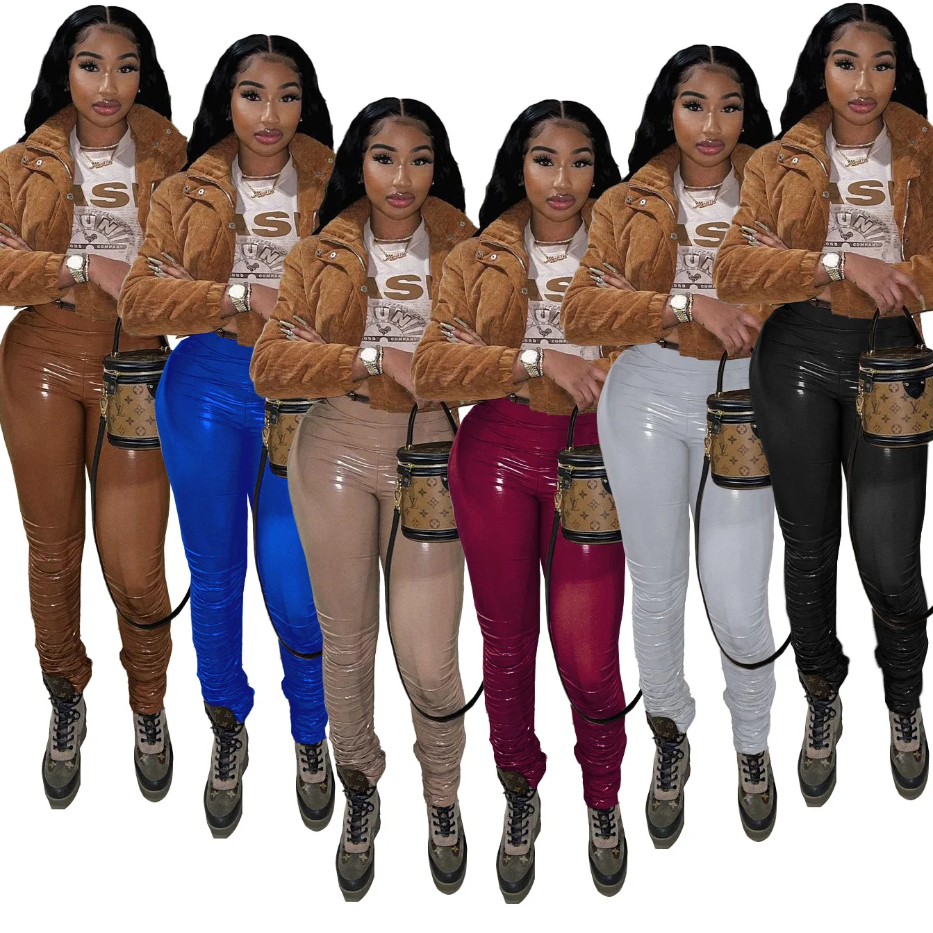 2021 женские разноцветные прямые штаны с высокой талией