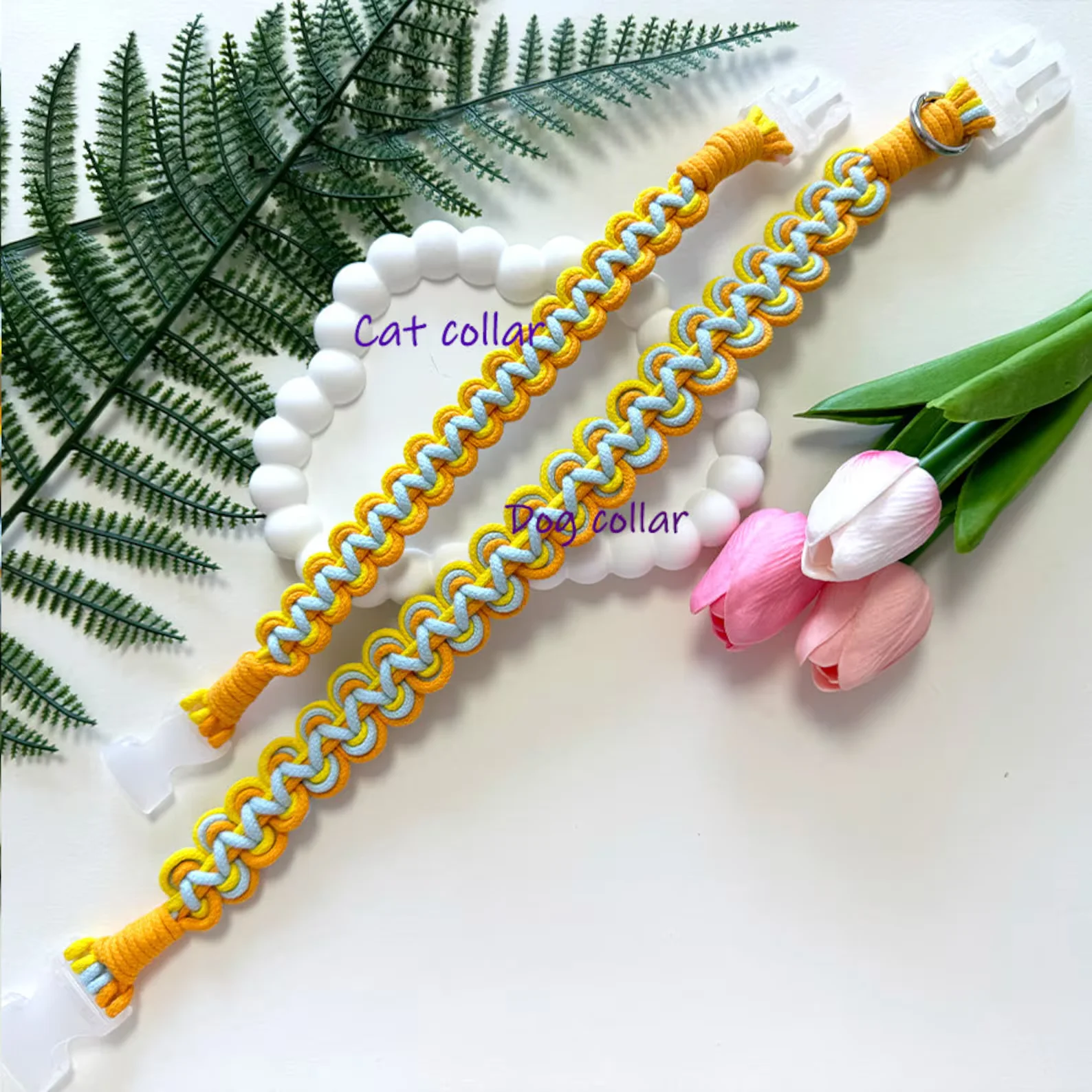CUSTOM Summer Gift Towing Rope Link Neck Decoration  Macrame COTTON Braided Cute Collar Dog  Cat Collars leash set with buckle