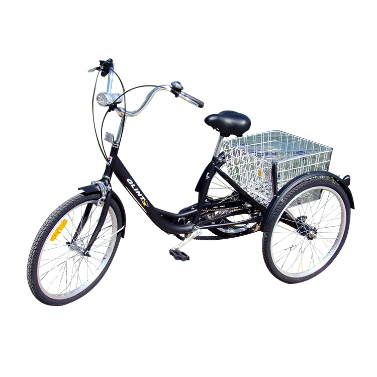 Wholesale quality cargo black steel three wheel cheap adult tricycle