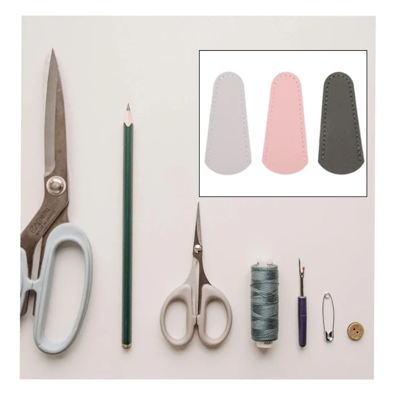Factory Custom Leather Scissors Accessories Cover Safety PU Leather Scissors Storage Protection Case