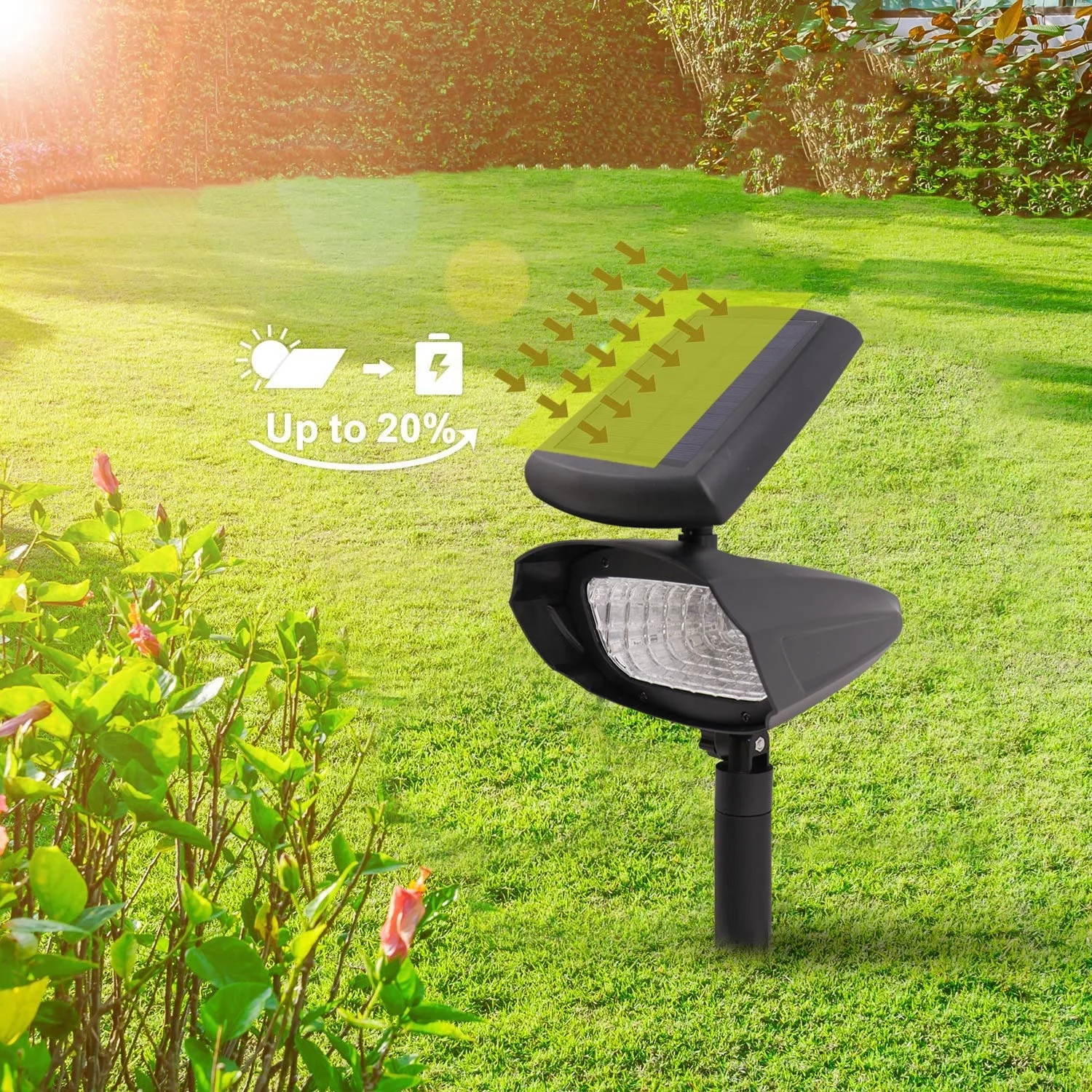 Solar integrated adjustable garden lamp warm white for outdoor lighting Adjustable solar powered lamp for outdoors