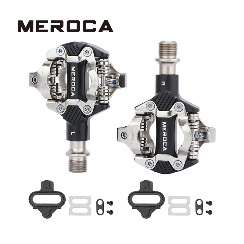 MEROCA Mtb Pedals Mountain Bike Automatic Pedal Clip Bicycle Peddle SPD Cleats Anti-slip Nail Pedal Self-locking