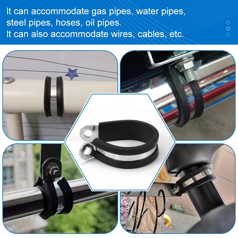 Factory Directly Sale Heavy Duty U Shaped Pipe Hose Clamps P Clip Double Hole Saddle Clamp With Epdm Rubber Lining