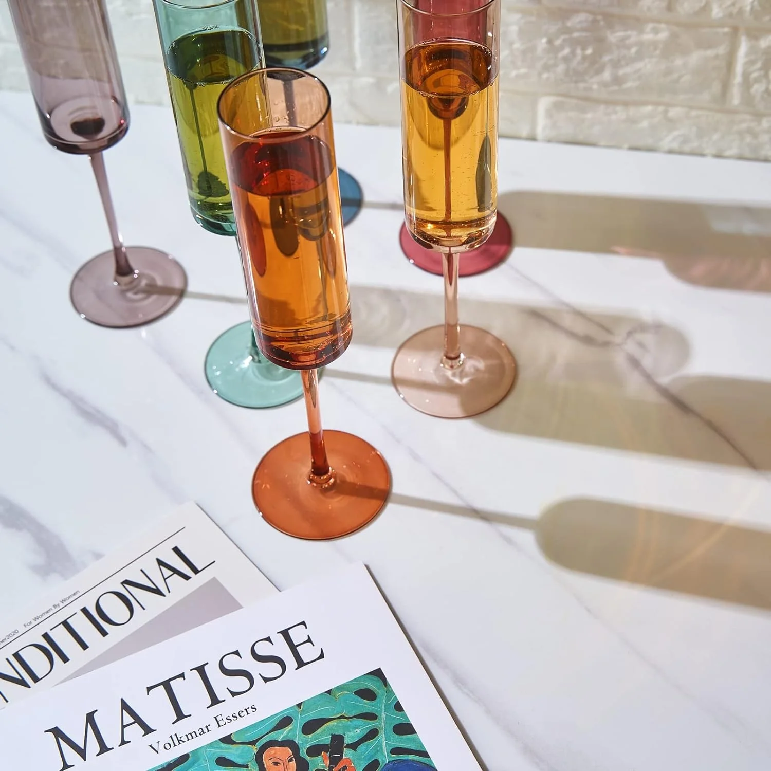 Classic 6oz Colored Acrylic Plastic Champagne Flute Stemmed  Wedding Glass for Champagne Cocktail Margarita and great for gift