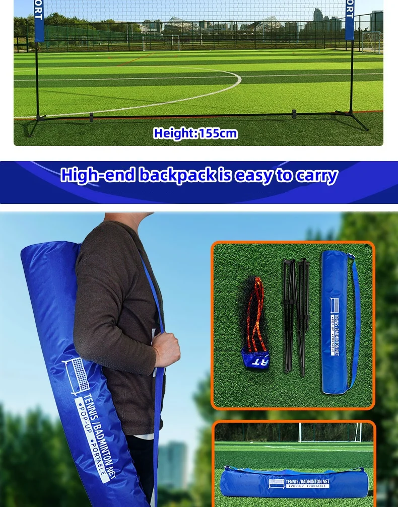 High Quality Portable Badminton Volleyball Beach Soccer Lawn Tennis Nets Set Outdoor Stand Pole Post With Carry Bag