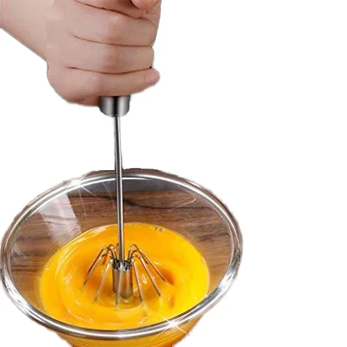 Kitchen Tools Push Down Flour Egg Beater Stainless Steel Semi Automatic Whisk for Mixing Egg