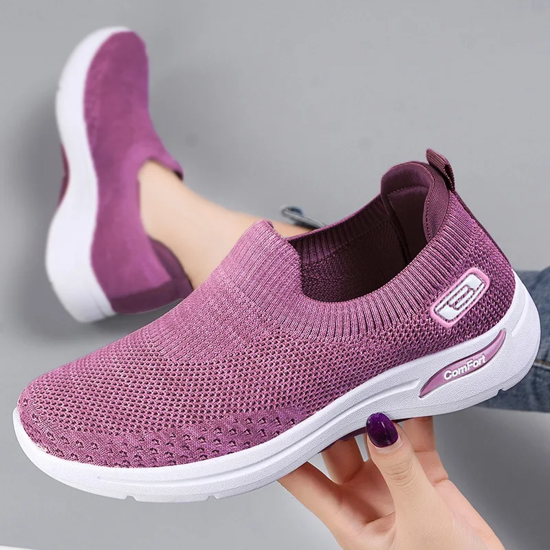 Hot selling black business new model without lace slip on sports sneakers female women fashion pink sport shoes for ladies