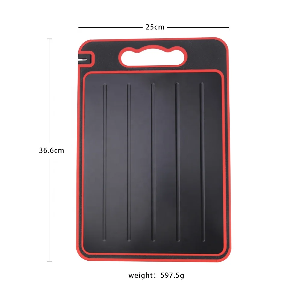 Dishwasher safe Kitchen Meat Thawing Fast Defrosting Tray Cutting Chopping Board Set With Knife Sharpener And Garlic Grinder