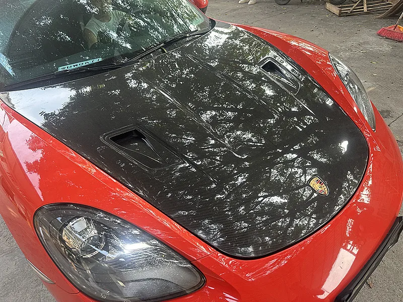 Dry Carbon Fiber PD GT4 RS Style Engine Cover Hood For Porsche 718 981 991 Upgrade GT4RS Engine Valve Cover