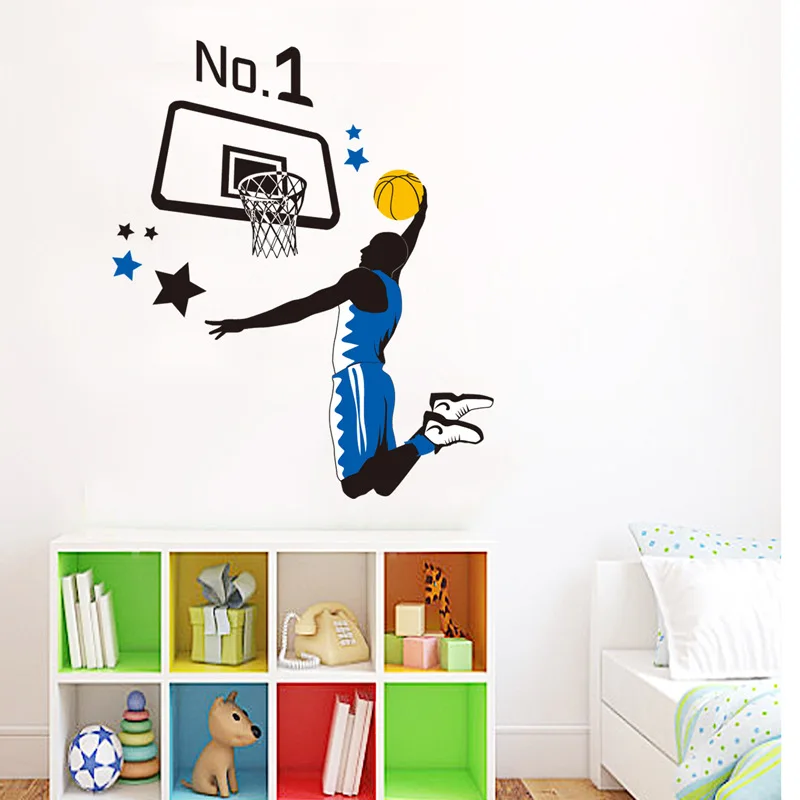 Sports Basketball vinyl wall Stickers WallPaper For Kids Room bedroom Decor mural GYM room Decoration Accessories wall sticker