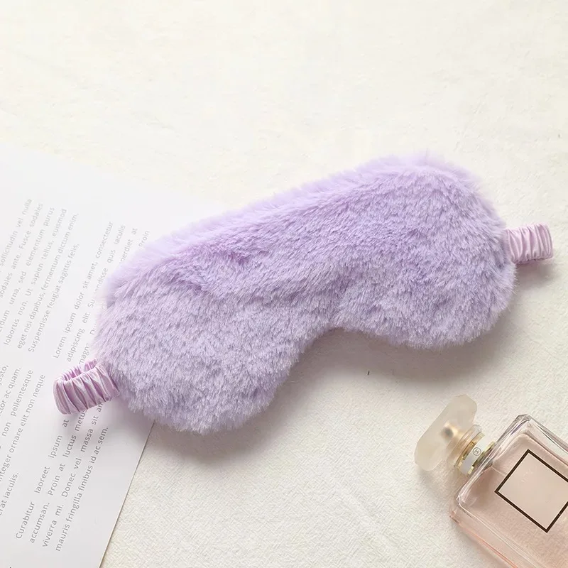 Rabbit fur breathable skin friendly plush lovely home sleep eye mask wholesale