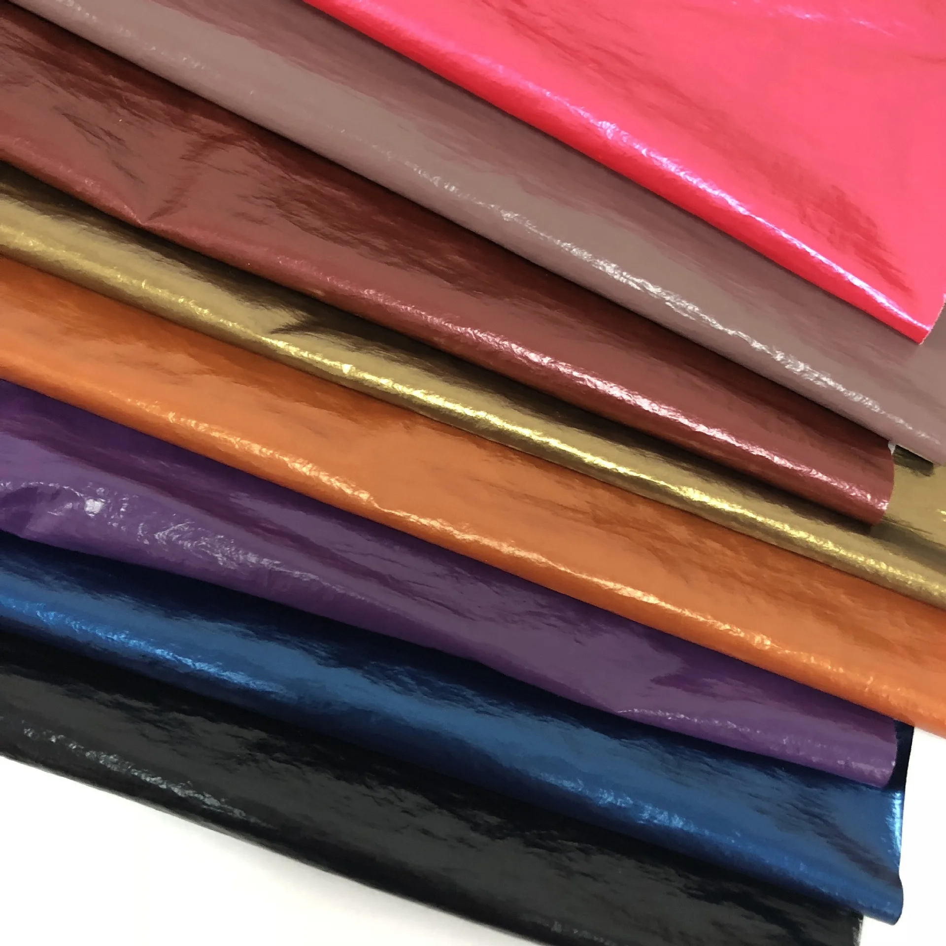 Metallic down coat fabric high quality crinkle nylon taffeta