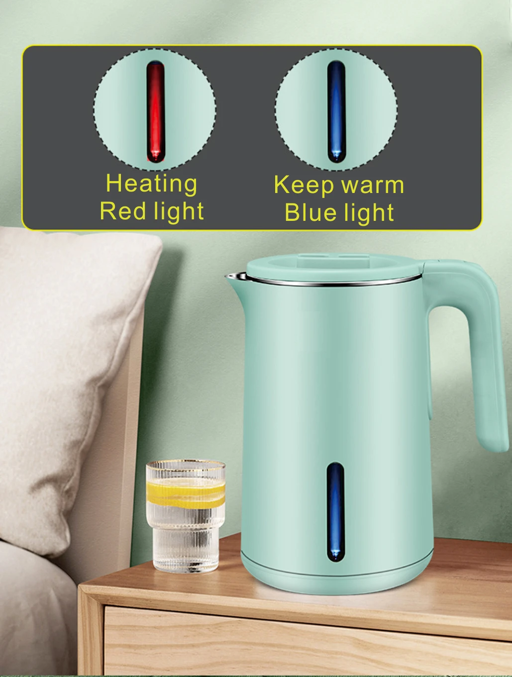 3L 1500W Fast Boiling Stainless Steel Cordless Electric Water Kettles With Handle