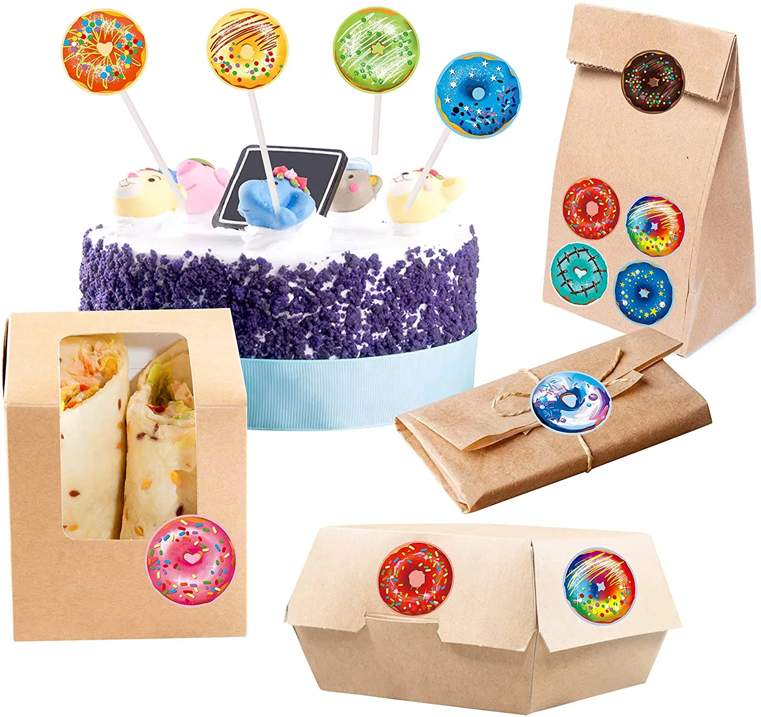 Doughnut Stickers Party Decoration Teacher Reward Encouragement Motivational Decals 16 Designs for Arts DIY Crafts