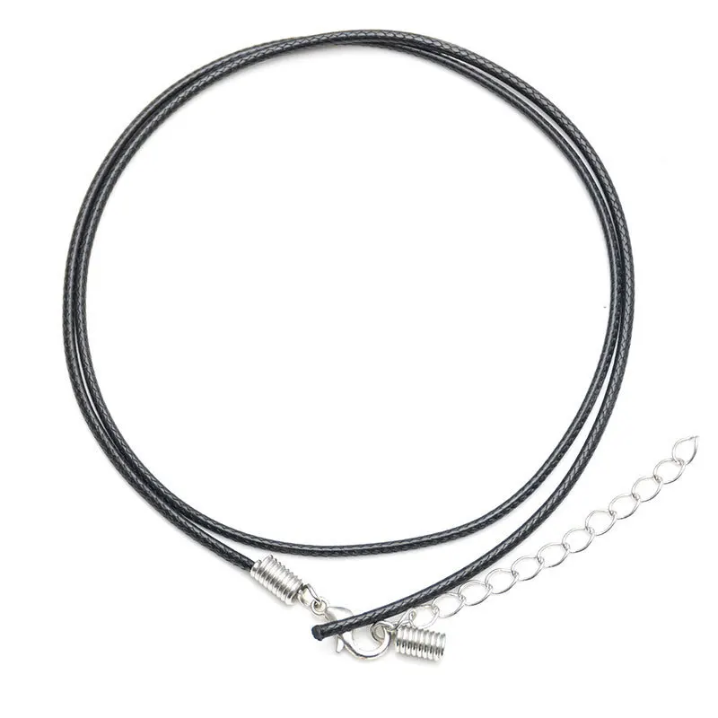 Factory Supply 1.5mm 2mm Handmade Leather Adjustable Braided Rope Necklaces & Pendant Charms Findings Lobster Clasp String Cord